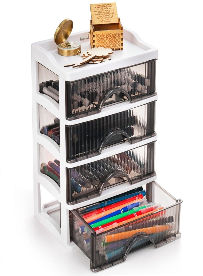 WRINGKIT Desk Organizer with 4 Drawers, Plastic Desk Storage Box, Desktop Storage Unit for Office Home Art Supplies, Bathroom, Countertop, Study, Makeup Stationary Organizer - Image 1